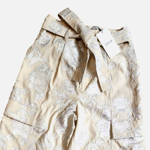 JOIE Floral Brocade Belted Cargo Crop Pants - Picture 7 of 10